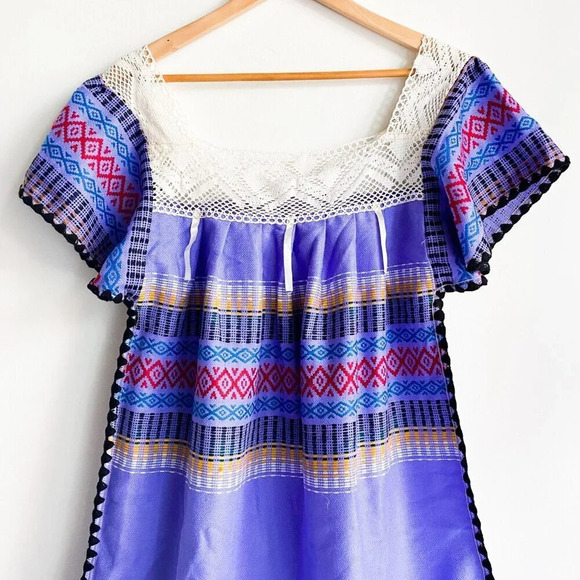 Vintage Lavender Puprle Guatemalan Ethnic Midi Dress  L - Picture 4 of 7
